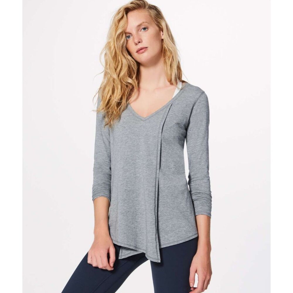 Lululemon, Women's Gray Long Sleeve Top, "Knot a Problem Long Sleeve," Size 8 - Picture 7 of 9